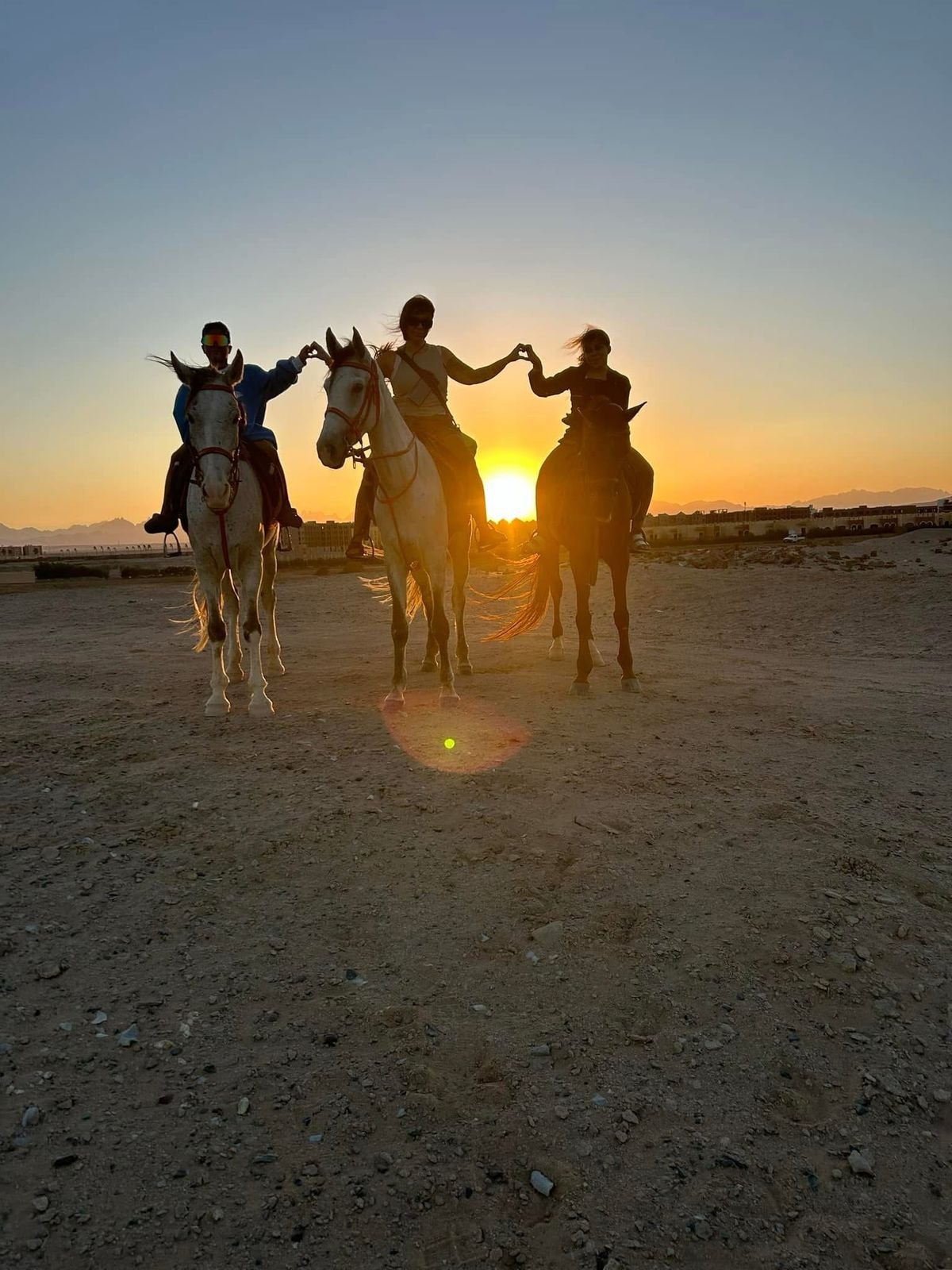 Horse riding at sunset desert Hurghada