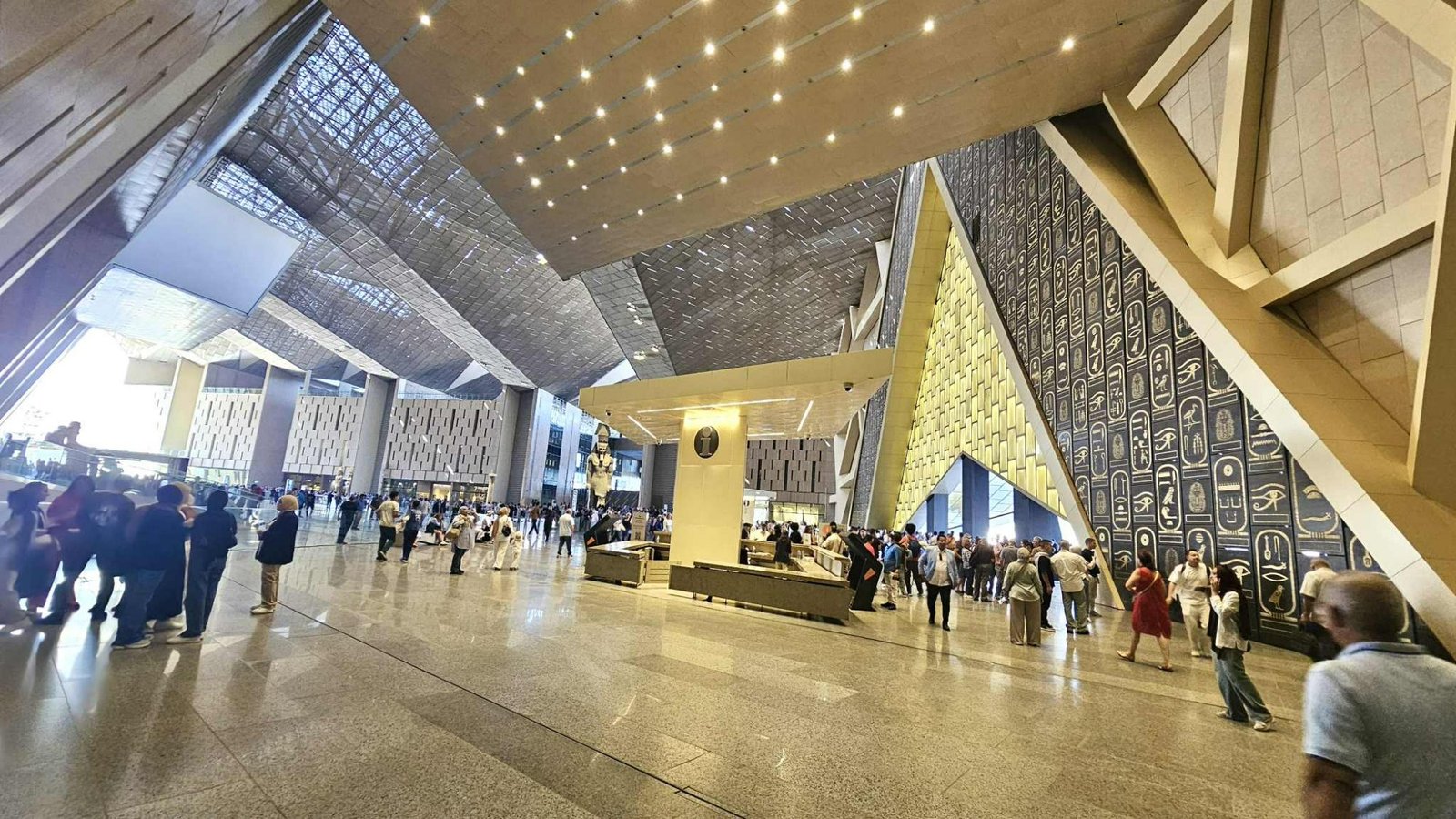 Grand Egyptian Museum GEM entrance next to the Pyramids of Giza