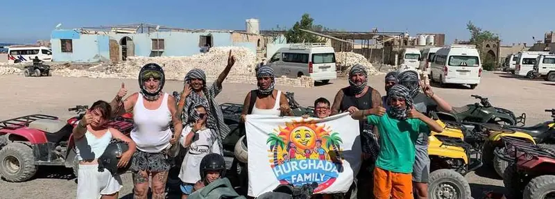 Family desert safari in Hurghada with quad bike, camel ride and Bedouin village visit