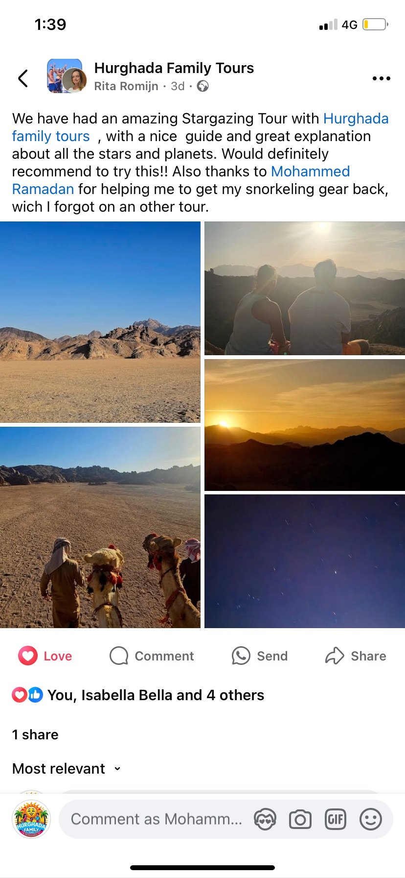 Real UK family review of Hurghada Family Tours on Facebook — 3 of 82 reviews