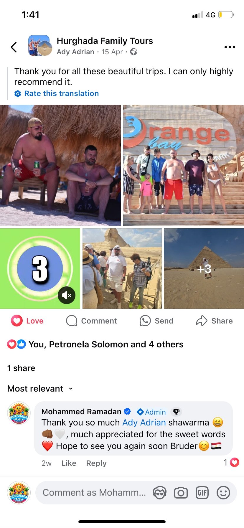 Real UK family review of Hurghada Family Tours on Facebook — 7 of 82 reviews