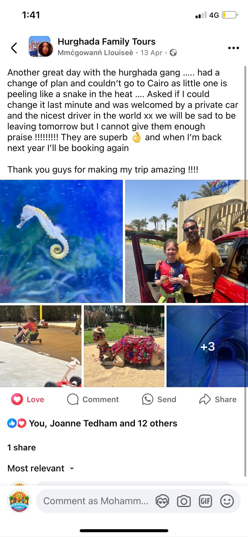 Real UK family review of Hurghada Family Tours on Facebook — 9 of 82 reviews
