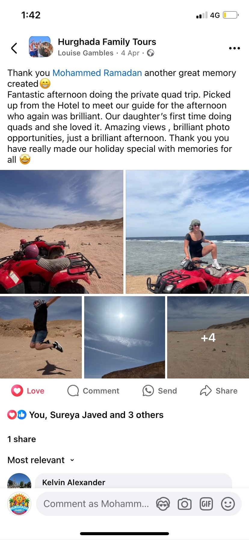 Real UK family review of Hurghada Family Tours on Facebook — 15 of 82 reviews