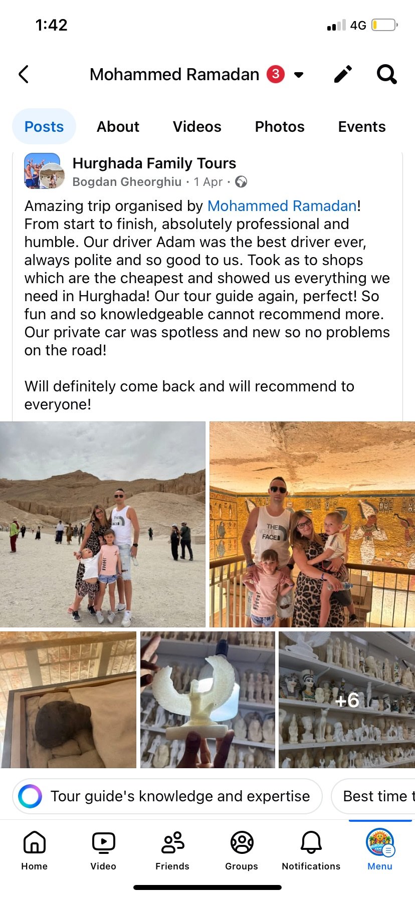 Real UK family review of Hurghada Family Tours on Facebook — 16 of 82 reviews