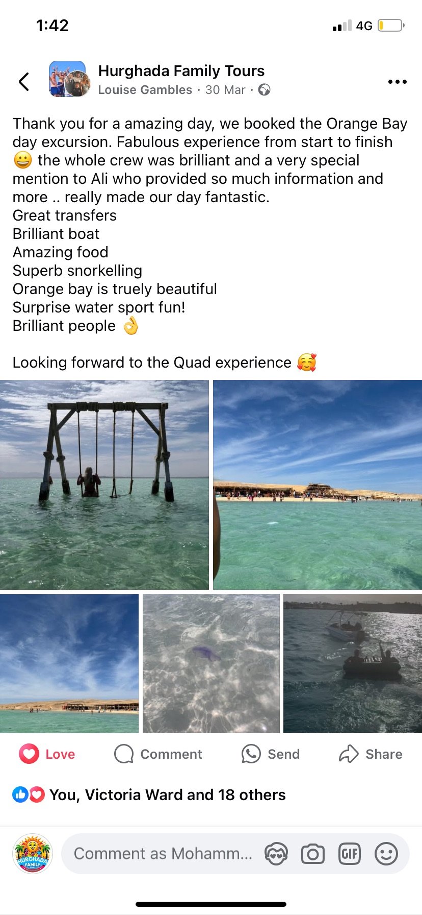 Real UK family review of Hurghada Family Tours on Facebook — 17 of 82 reviews