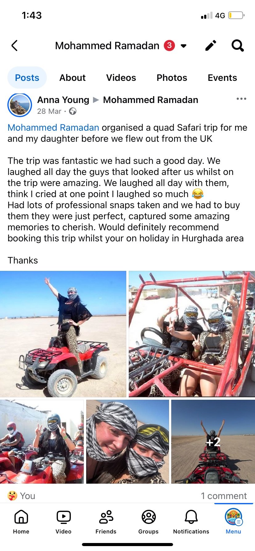 Real UK family review of Hurghada Family Tours on Facebook — 20 of 82 reviews