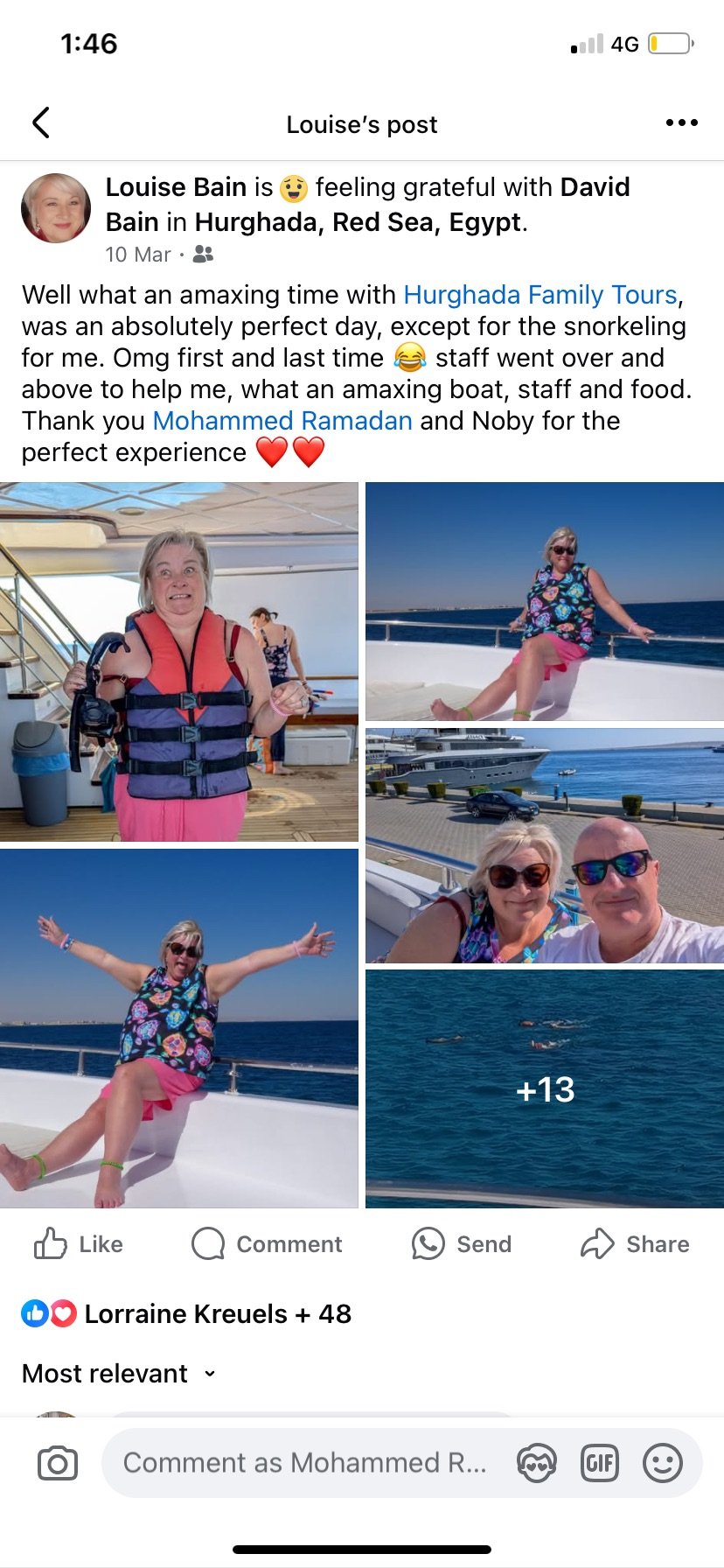Real UK family review of Hurghada Family Tours on Facebook — 27 of 82 reviews