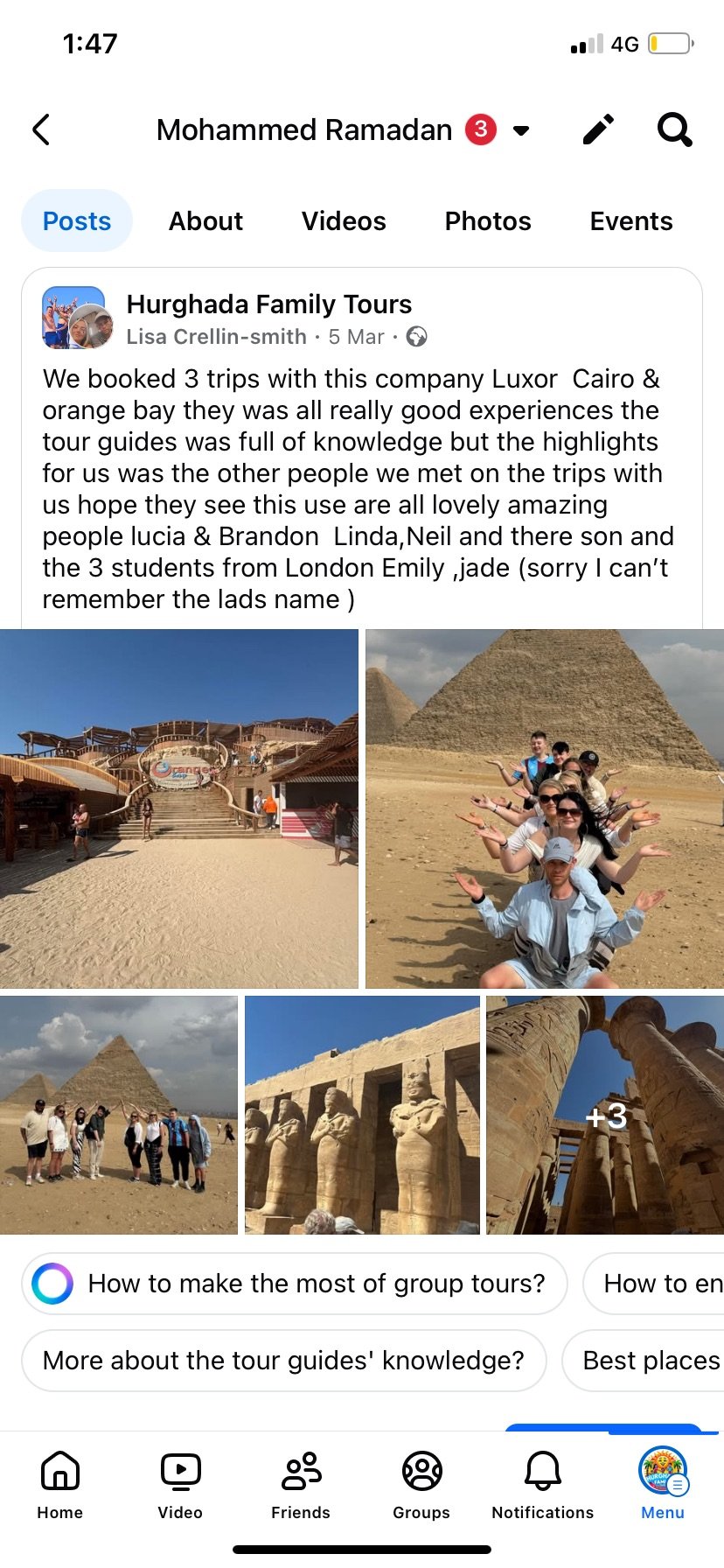 Real UK family review of Hurghada Family Tours on Facebook — 29 of 82 reviews