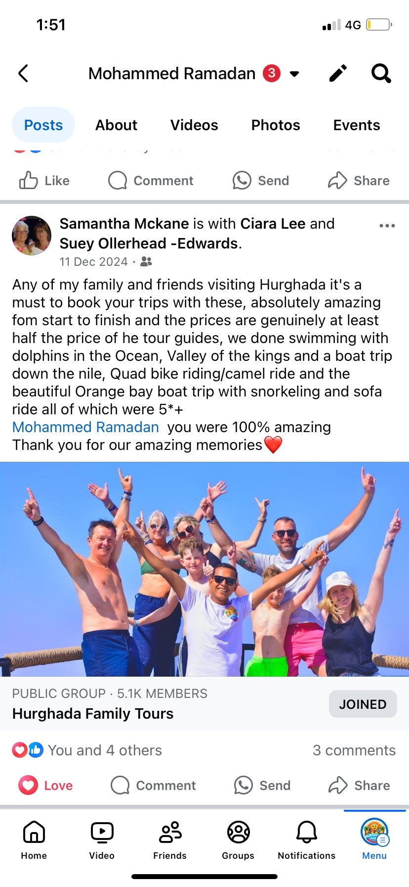 Real UK family review of Hurghada Family Tours on Facebook — 47 of 82 reviews