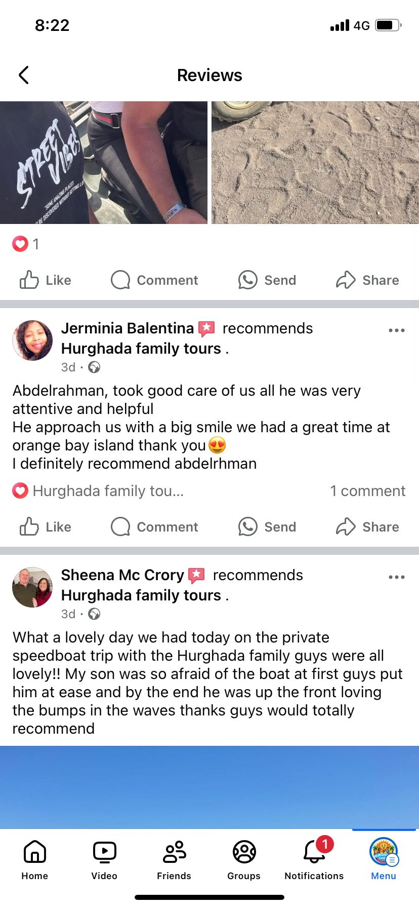 Real UK family review of Hurghada Family Tours on Facebook — 55 of 82 reviews