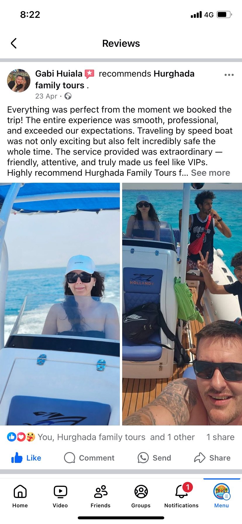Real UK family review of Hurghada Family Tours on Facebook — 57 of 82 reviews