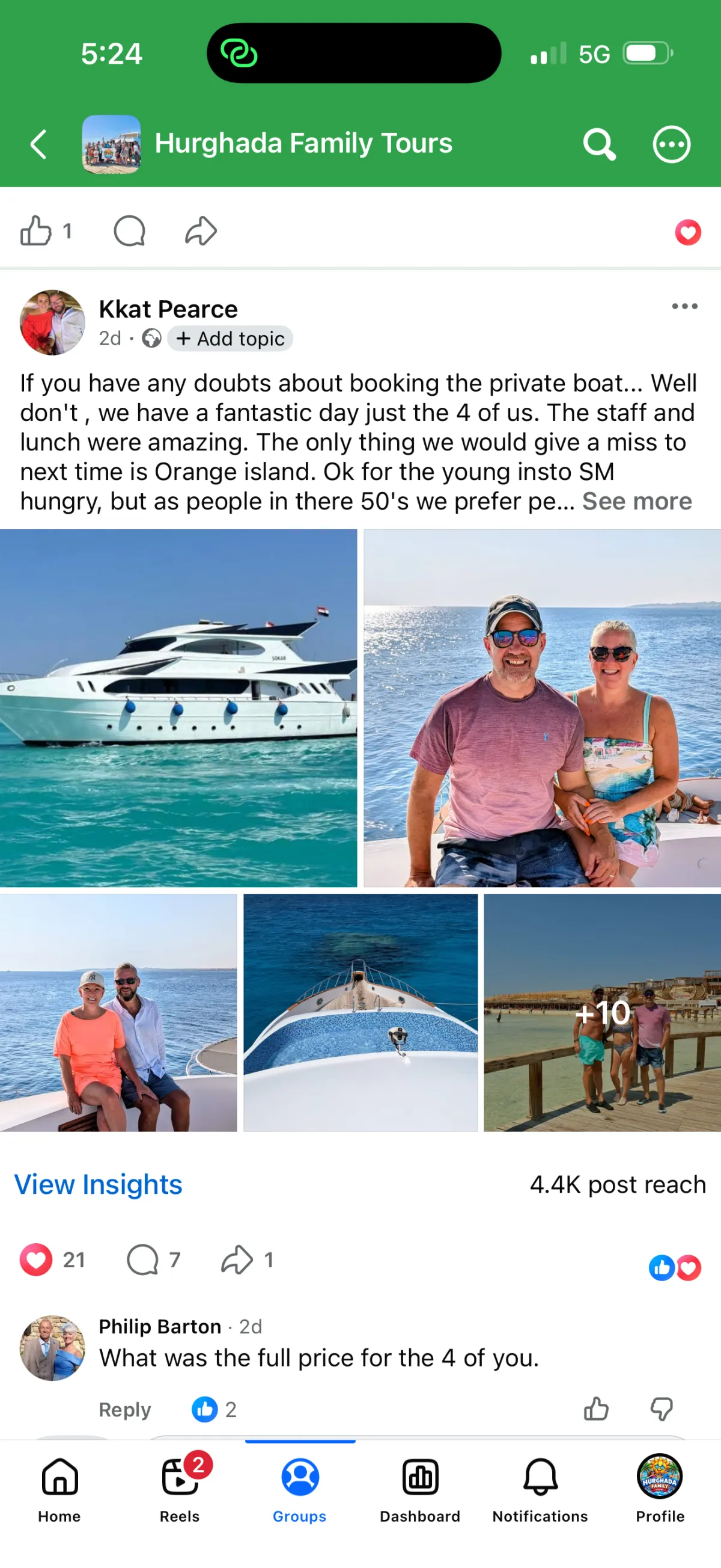 Real UK family review of Hurghada Family Tours on Facebook — 66 of 82 reviews