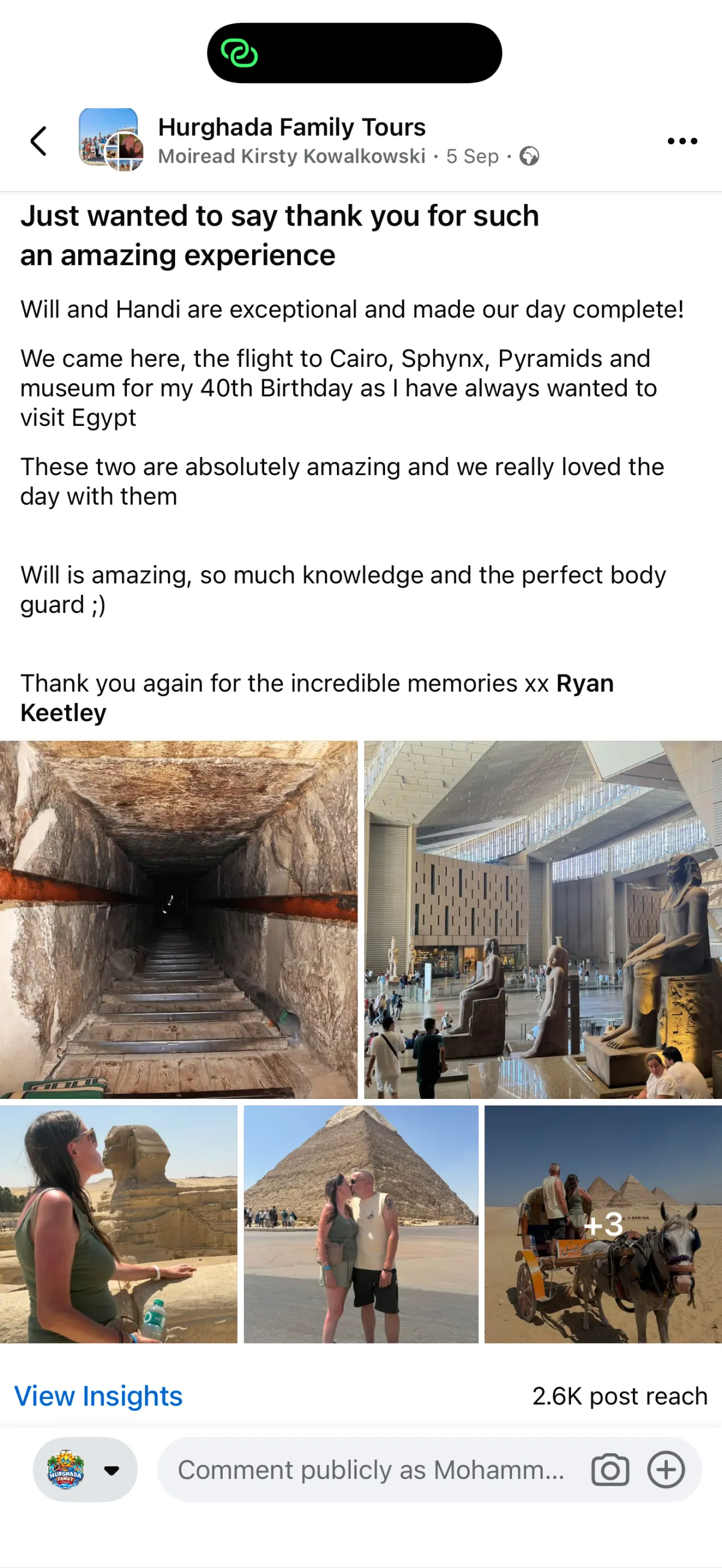 Real UK family review of Hurghada Family Tours on Facebook — 70 of 82 reviews