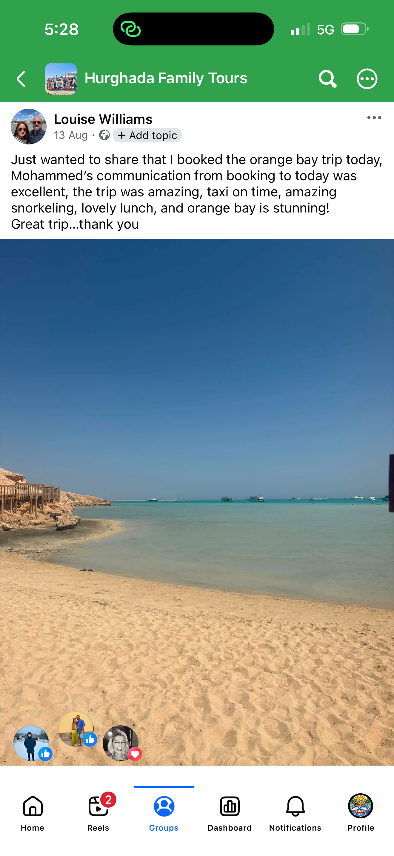 Real UK family review of Hurghada Family Tours on Facebook — 76 of 82 reviews