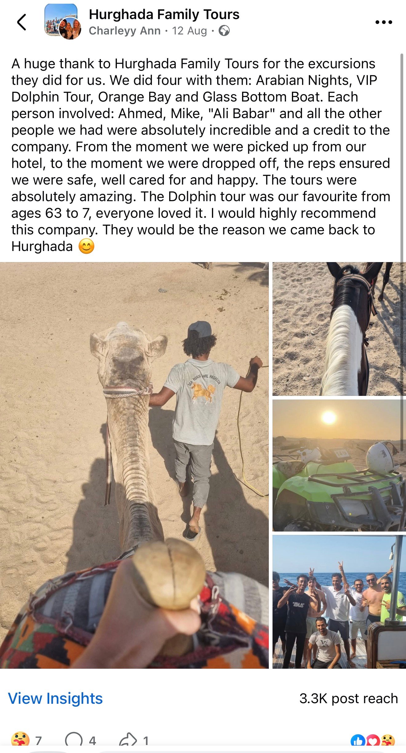 Real UK family review of Hurghada Family Tours on Facebook — 79 of 82 reviews