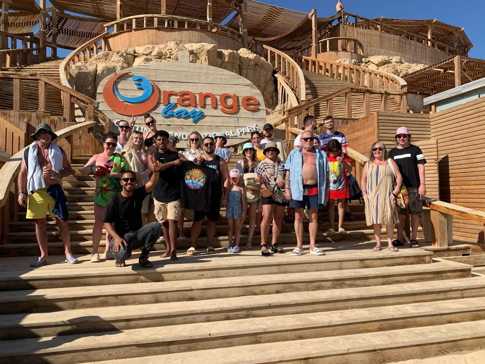 Family enjoying Orange bay trip in Hurghada — Snorkeling in coral reef